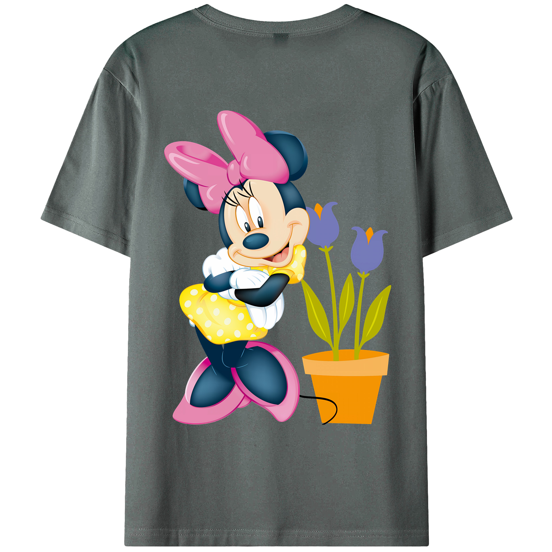 ミッキーマウス Mickey Mouse 綿100％ メンズ半袖Tシャツ（バックプリント） 通気性